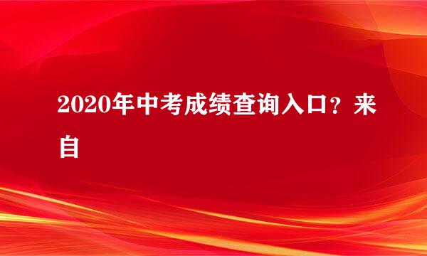 2020年中考成绩查询入口？来自