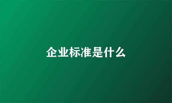 企业标准是什么