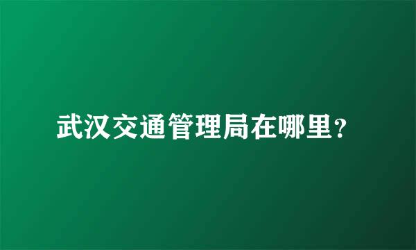 武汉交通管理局在哪里？