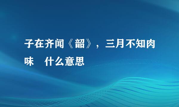 子在齐闻《韶》，三月不知肉味 什么意思