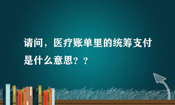 请问，医疗账单里的统筹支付是什么意思？？