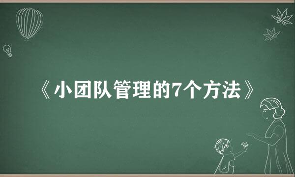 《小团队管理的7个方法》