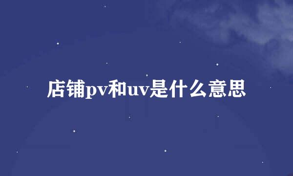 店铺pv和uv是什么意思