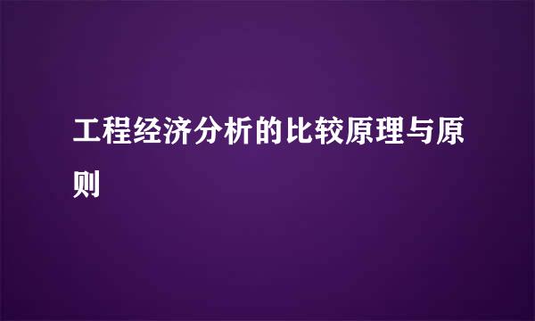 工程经济分析的比较原理与原则