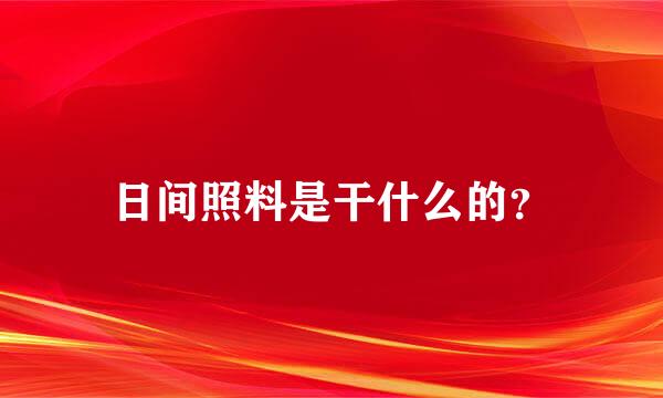 日间照料是干什么的？