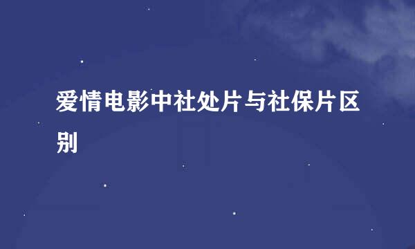 爱情电影中社处片与社保片区别