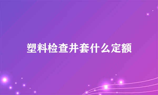 塑料检查井套什么定额