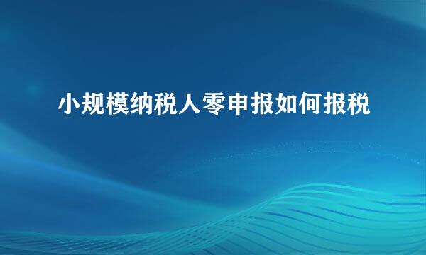 小规模纳税人零申报如何报税