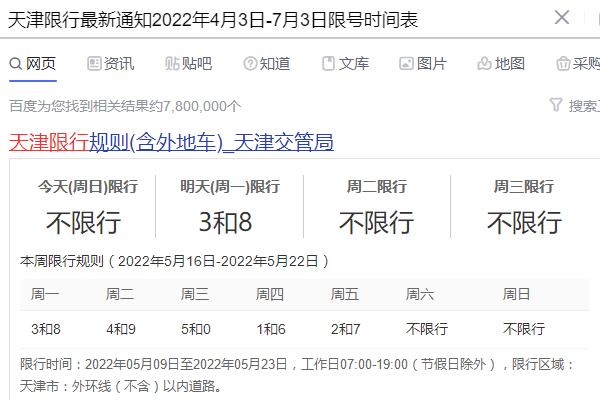 天津限行最新通知2022年4月3日-7月3日限号时间表