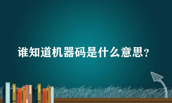 谁知道机器码是什么意思？