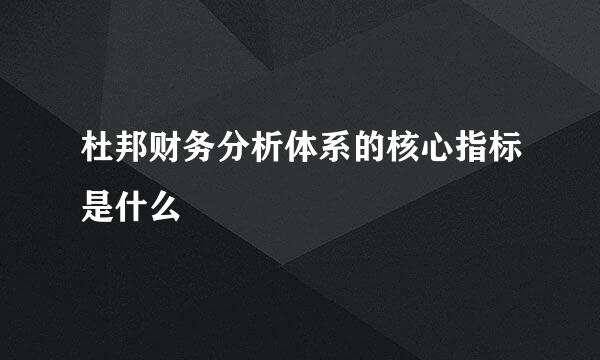 杜邦财务分析体系的核心指标是什么