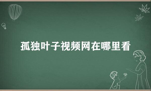 孤独叶子视频网在哪里看