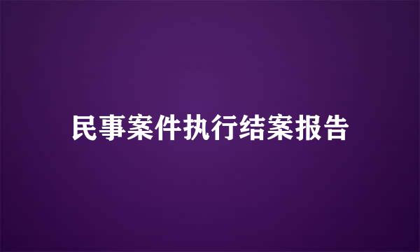 民事案件执行结案报告