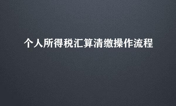 个人所得税汇算清缴操作流程