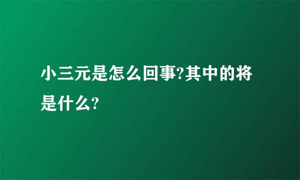 小三元是怎么回事?其中的将是什么?