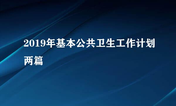 2019年基本公共卫生工作计划两篇