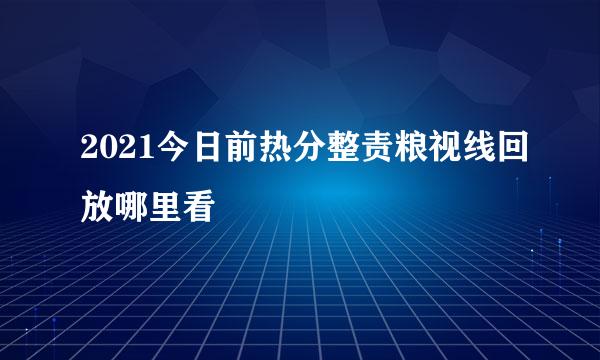 2021今日前热分整责粮视线回放哪里看