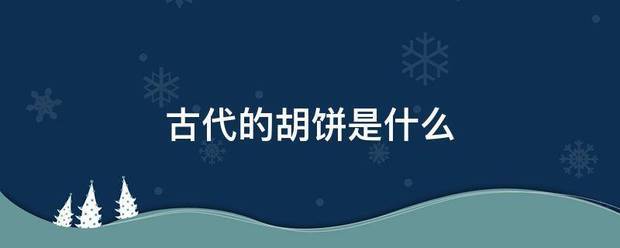 古代的胡饼是什么来自