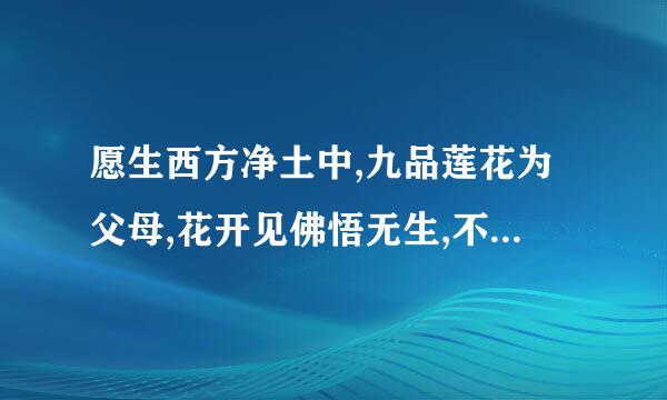 愿生西方净土中,九品莲花为父母,花开见佛悟无生,不退菩萨为伴来自侣。