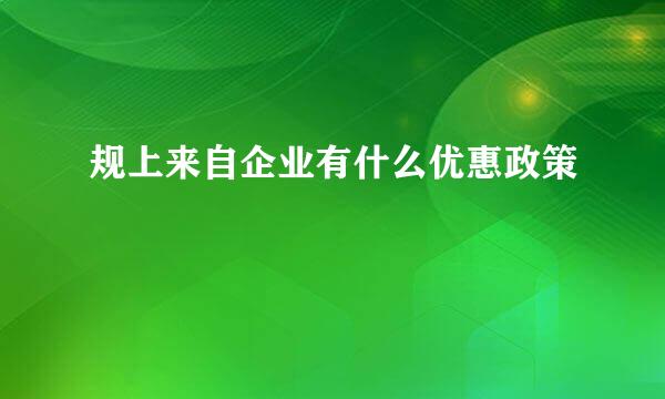 规上来自企业有什么优惠政策