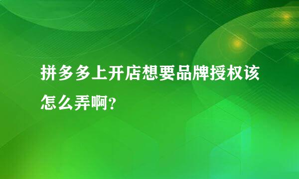 拼多多上开店想要品牌授权该怎么弄啊？