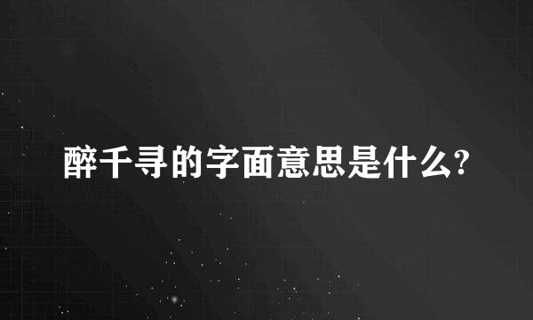 醉千寻的字面意思是什么?