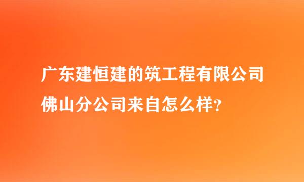 广东建恒建的筑工程有限公司佛山分公司来自怎么样？