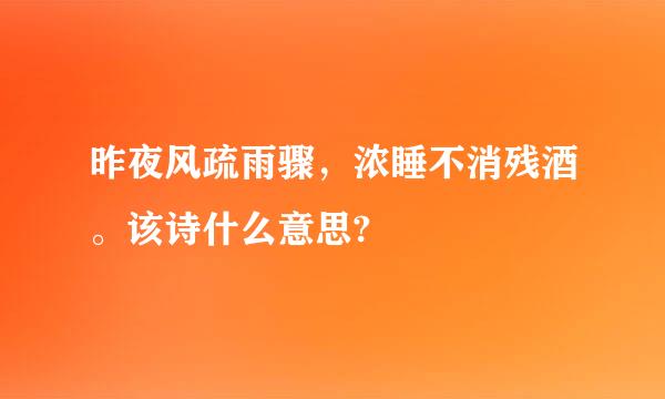 昨夜风疏雨骤，浓睡不消残酒。该诗什么意思?