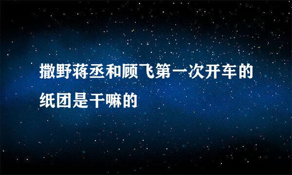 撒野蒋丞和顾飞第一次开车的纸团是干嘛的