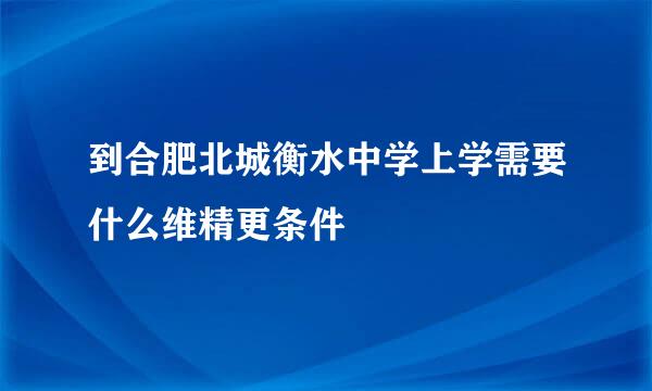 到合肥北城衡水中学上学需要什么维精更条件