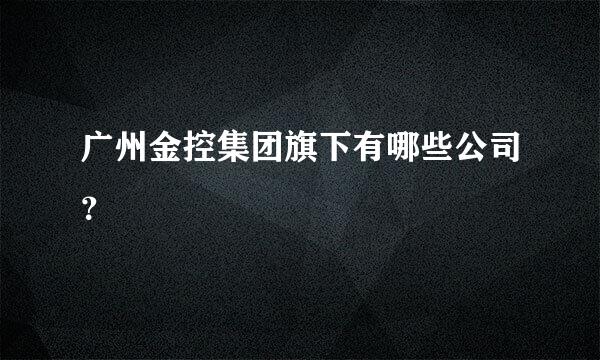 广州金控集团旗下有哪些公司？