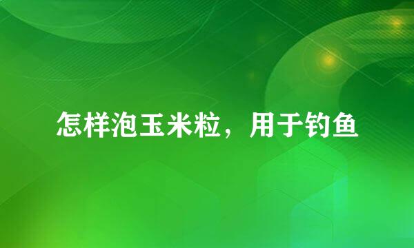 怎样泡玉米粒，用于钓鱼