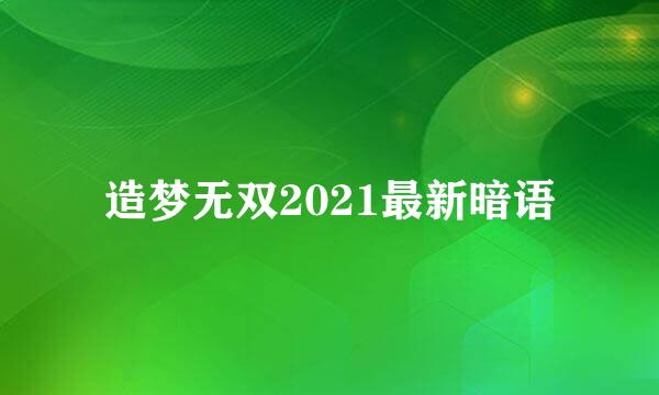 造梦无双2021最新暗语