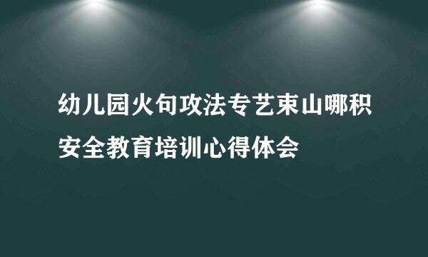 幼儿园火句攻法专艺束山哪积安全教育培训心得体会