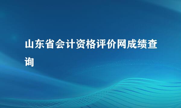 山东省会计资格评价网成绩查询