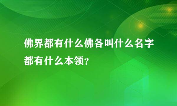 佛界都有什么佛各叫什么名字都有什么本领？