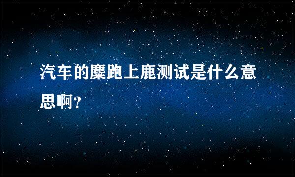 汽车的麋跑上鹿测试是什么意思啊？