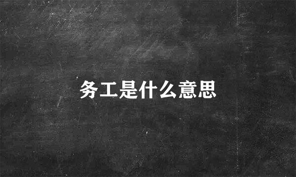 务工是什么意思