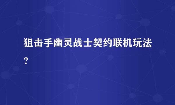 狙击手幽灵战士契约联机玩法？