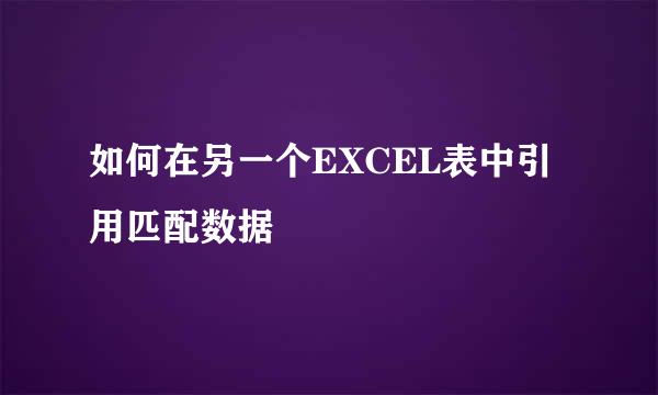 如何在另一个EXCEL表中引用匹配数据