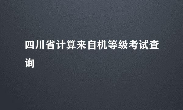 四川省计算来自机等级考试查询