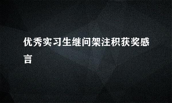 优秀实习生继问架注积获奖感言