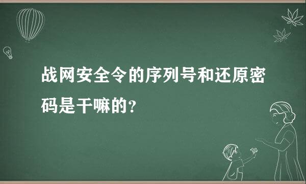 战网安全令的序列号和还原密码是干嘛的？