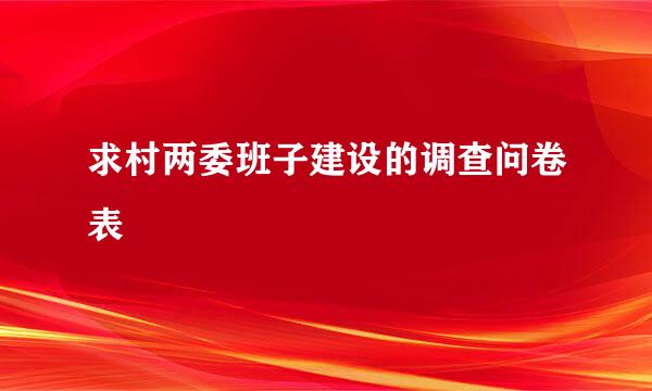 求村两委班子建设的调查问卷表