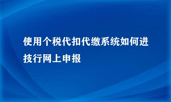 使用个税代扣代缴系统如何进技行网上申报