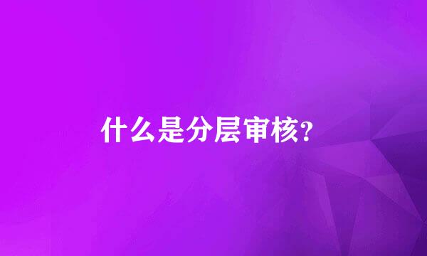 什么是分层审核？