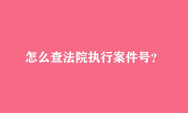 怎么查法院执行案件号？