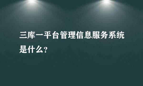 三库一平台管理信息服务系统是什么？