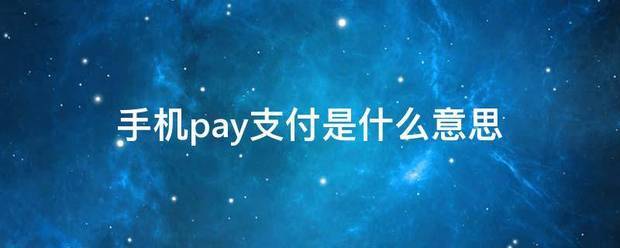 手机pay支付是什么意思