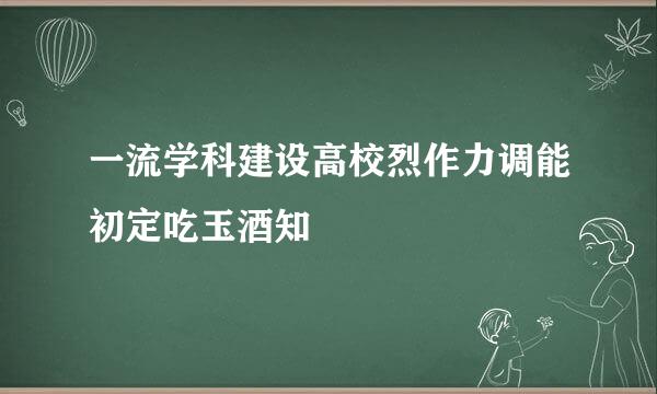 一流学科建设高校烈作力调能初定吃玉酒知